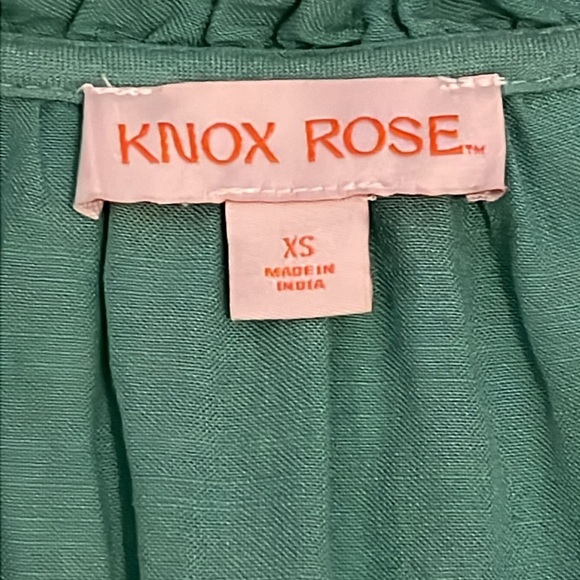 Knox Rose Women’s Teal 3/4 Puffy Sleeve Vneck ruffle dress with tie belt XS - Picture 7 of 11